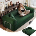 79 Convertible Floor Sofa Bed Modern King Sleeper Folding Mattress Couch with Pillows Corduroy Boneless Sectional Sofa Couch for Living Room Game Room Green