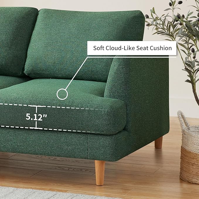 Loveseat Sofa 56 Small Couches for Small Spaces Love Seat with 2-Seat Upholstered Cushion Mid Century Modern Sofa Couches for Living Room Deep Couch for Bedroom Apartment Green