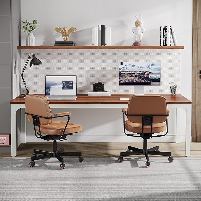 Tribesigns 2-Person Home Office Desk 78.7 Extra Long Modern Desk Double Workstation for Home Office Work Desk for Two People (Walnut)
