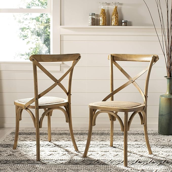 Safavieh American Homes Collection Franklin Farmhouse X-Back Antique White Side Chair