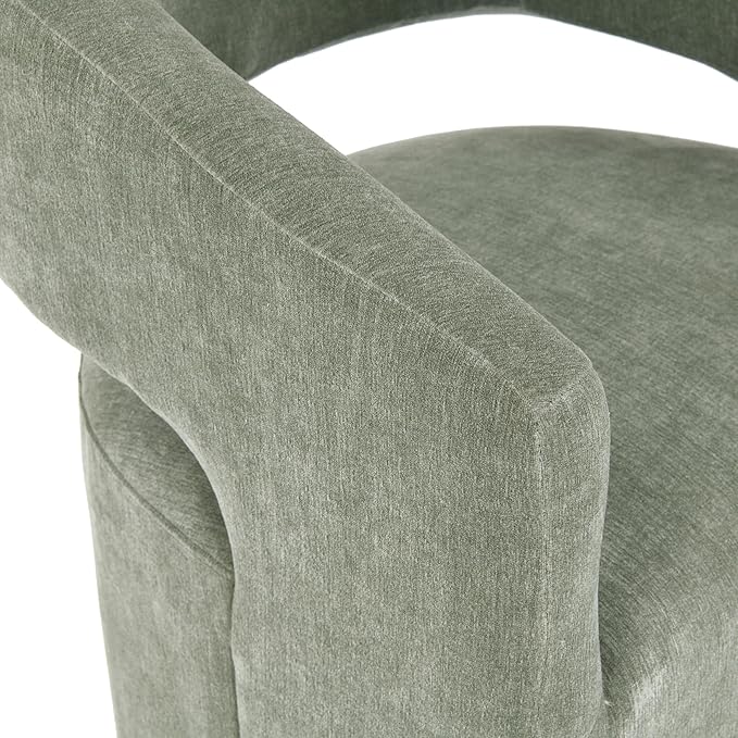 Furniture of America Arina Modern Fabric 25.6-inch Accent Chair with Barrel-Back Design Rounded Seat Pedestal-Style Base and Casters for Living Room Green