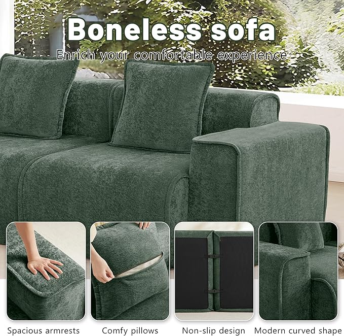 KEIKI 2Seat Modular Boneless Velvet Sofa Couch for Garden Home Home Office Style Conscious Nature Lovers Cozy Warm Perfect for Entertaining Relaxation Classic Refined Premium Design