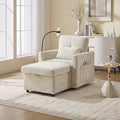 Oversized Multifunctional Recliner Chair with Phone Holder Chenille Ergonomic Lazy Boy Recliner Chair with Storage Backrest Swivel Rocking Chair for Living Room (Beige)