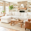 Shintenchi 105 Modular Sectional Sofa Boneless L Shaped Couch with Deep Seat Cloud Foam Couch with Oversized Chaise Plush Corduroy Sofa No Assembly Needed for Living Room Beige