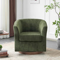 Christopher Knight Home Coles 360° Velvet Swivel Accent Chair Living Room Barrel Swivel Chair with Iron Frame Wooden Velvet Club Chair with Rotation No Assembly Required Olive Green+Walnut