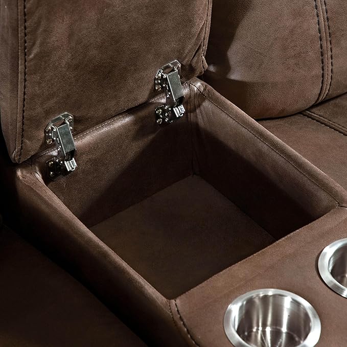 24/7 Shop at Home Amos Oversized Nursery Glider Recliner Chairs for Adults Manual Comfy Reading Couch Overstuffed Reclining Loveseat Sofa Adjustable Comfy Theater Seating for Living Room Brown