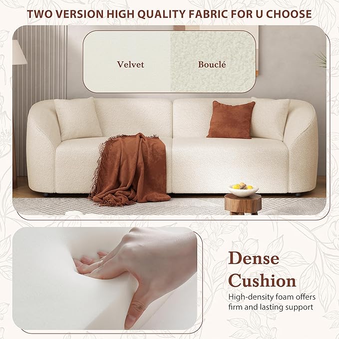 Christopher Knight Home Sabbo 87.50 Boucle Upholstered Couch Oversized 2 Seater Sofa Curved Soft Seating Lounge Sofa Chair Cozy Loveseat with Armrest Reading Sofa for Living Room Home Rest Beige