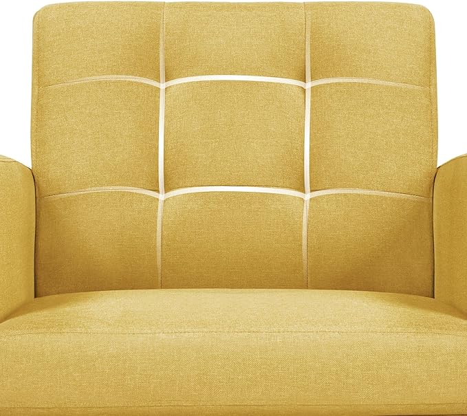 Topeakmart Mid Century Accent Chair Modern and Cozy Barrel Sofa Chair with Thick Cushion and Sturdy Wood Legs for Living Room/Bed Room/Office Waiting Area Yellow