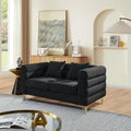 mikibama Modern Teddy Loveseat Sofa 60 Inch Sectional Sofa Couch Luxury 2 Seater Deep Couch with 2 Pillows and Gold Metal Legs for Living Room Bedroom Apartment (Black)