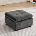 24 Square Modular Ottoman for Sectional Sofa Tufted Chenille Upholstered Footrest Cloud Sofa Ottoman for Living Room Dark Grey