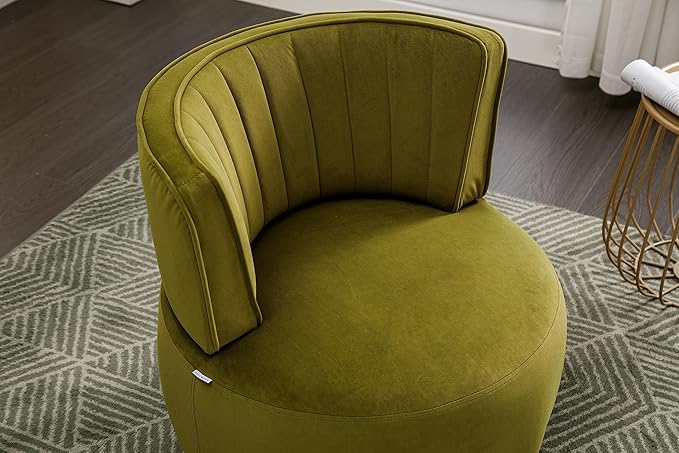 NewCosmos 360 Degree Swivel Cuddle Barrel Accent Sofa Chairs Round Armchairs with Wide Upholstered Fluffy Velvet Fabric Chair for Living Room Bedroom Office Waiting Rooms