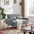 48 Small Loveseat Sofa Mid Century Modern Love Seat with Back Cushions and Plastic Legs 2 Seater Couches for Living Room Bedroom Small Spaces Light Grey