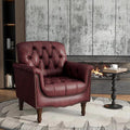 Lumibee Faux Leather Barrel Chair Upholstered Accent Chair for Living Room Modern Comfy Club Armchair for Office Bedroom Waiting Room-Dark Red