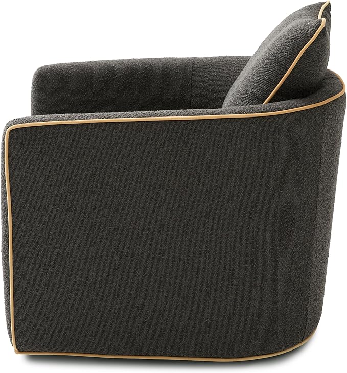 Christopher Knight Home Arlo 360° Swivel Accent Chair for Living Room Bouclé Upholstered Rotating Lounge Chair Indoor Barrel Swivel Chair with Iron Frame Curved Armrest and Padded Seat Dark Grey