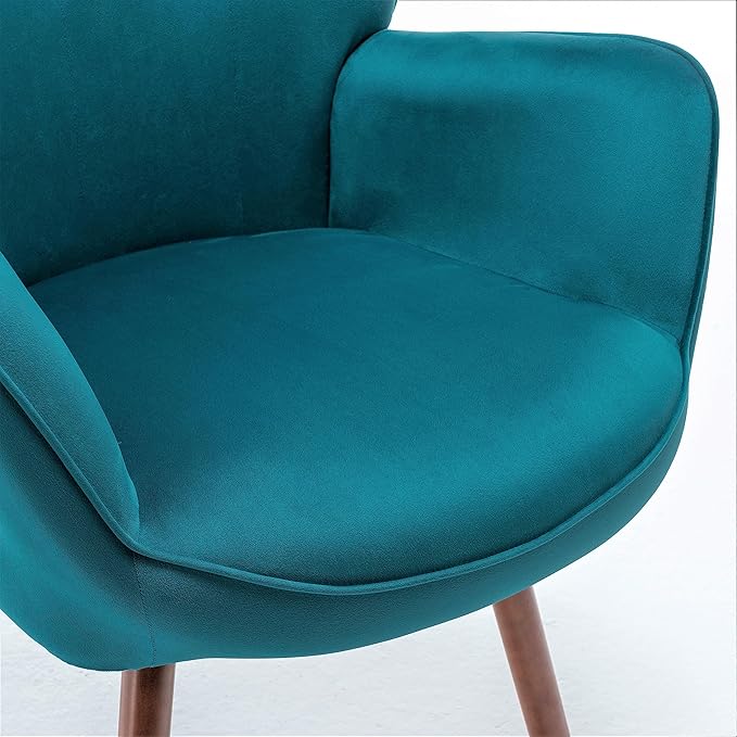 Chic Accent Arm Chairs for Living Room Bedroom or Home Office Button-Tufted Midcentury Armchair with Wingback Design and Splayed Legs Greynish Blue