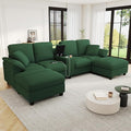 U-Shaped Sectional Cloud Sofa with Storage Console and Cupholders 116-Inch U-Shaped Symmetrical Corduroy Sectional Couch W/2 Ottoman Chaise LoungesUSB-C Ports &amp 2 Pillows