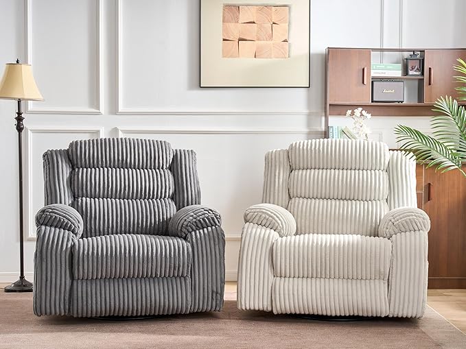 ERYE 41.8 Oversized Swivel Glider Rocker Chair Power Reclining Chair W/Vibration HeatUSB-C PortsModern Corduroy Upholstered Power Recliner Nursery Armchair Living Room