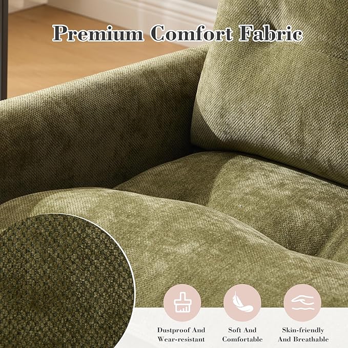 Swivel Accent Chair Set of 2 Modern Swivel Barrel Chair for Living Room 360 Degree Comfy Square Accent Barrel Chair Upholstered Sofa Armchair for BedroomReading Chenille Olive Green