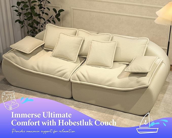 Hobestluk Sofa Couches 3-Seater Modular Sectional Sofa 89''Comfy Loveseat with Throw Deep Seat Small Sofa for Small Space Memory Foam Sectional Couches for Living Room Office Apartment