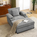 58'' Chaise Lounge Chair Indoor Cloud Arm Chair with Ottoman Set Oversized Accent Chair with Ottoman Reading Chair with Cup Holders &amp USB Charging Ports for Living Room Bedroom (Grey)
