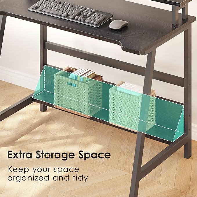ALISENED 31.5 Inch Small Office Desk with Storage Small Desk for Small Spaces Compact Home Office Desk Mini Study Desk for Bedroom Black