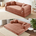 80 Convertible Sofa Bed Corduroy Deep Seat Folding Pull Out Couch with Pillows No Assembly Modern Boneless Couch Compression Sofa in Box Floor Sofa with Storage Pocket for Living RoomPink