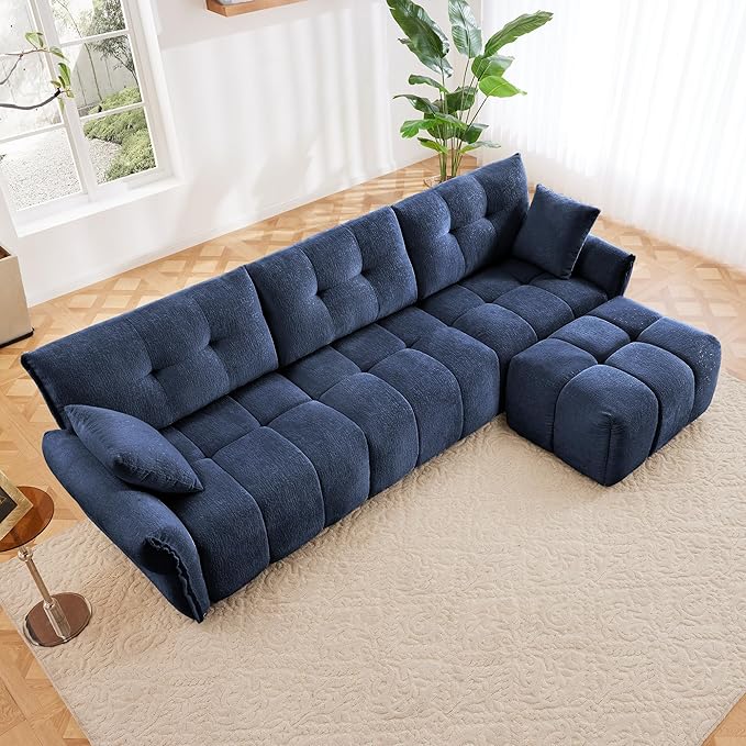 mikibama Oversized Modular Sectional Sofa with Ottoman110 Chenille L-Shaped Couch with FootrestModern 3 Seater Couches for Living RoomLarge Sofas with Deep Seat for Apartment