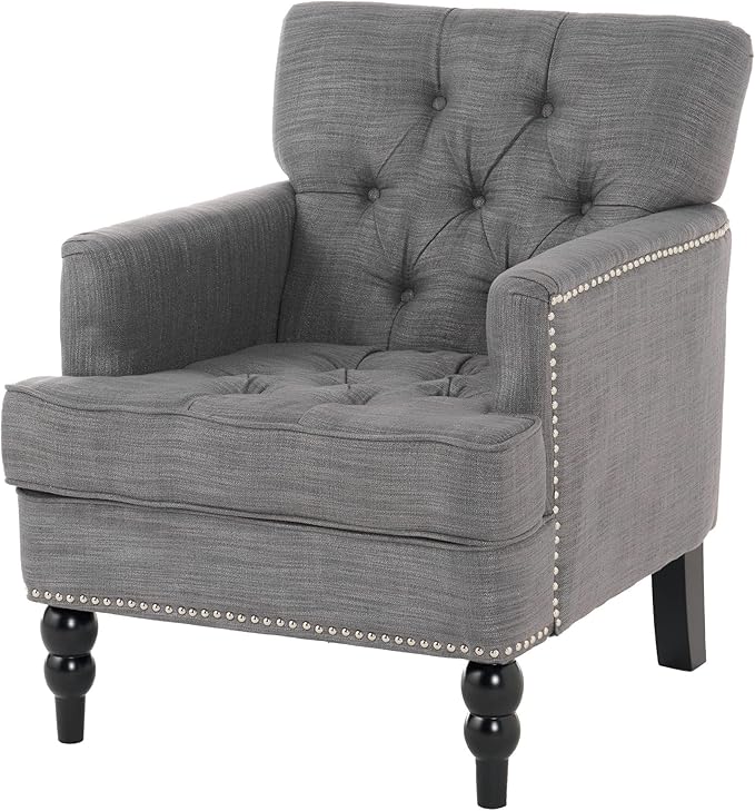 Christopher Knight Home Malone Club Chair Charcoal Grey 28D x 29.5W x 33.5H Inch