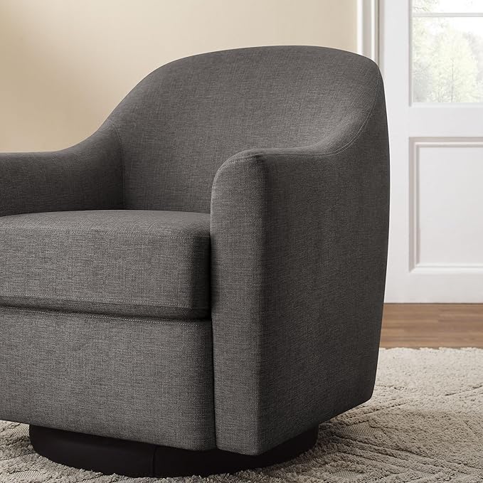 VANOMi Swivel Accent Chair Swivel Barrel Chair Modern Upholstered Round Armchair Comfy Club Reading Chairs for Adults Reading Accent Chairs for Living Room Bedroom Office (Dark Grey)