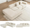 Merax 116.5 Minimalist Cloud Sectional Couch with L-Shape Chaise Cream Modern Modular Sofa with Deep Seat White Convertible 4 Seat Sleeper Couches Set for Living Room No Assembly Required Beige