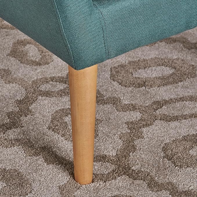 Mid-Century Accent Chairs Modern Upholstered Living Room Chair Cozy Armchair with Wood Legs for Bedroom/Office/Cafe/Living Room (Teal + Linen)