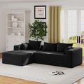 ALISH 111 Inch L-Shaped Cloud Sectional Sofa Couch Compression Couch with Chaise Modular Deep Seat Boneless Design for Easy Setup Plush Upholstered Living Room Bedroom Apartment Furniture Black