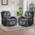2PCS Fabric Manual Recliner Chair for Adults Comfy Reclining Chairs with Overstuffed Arm and Back Single Sofa for Living Room (2 Dark Grey)
