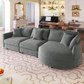 105 Modern Modular Sectional Sofa Chenille Fabric 3-Piece Sectional Sofa with Curved Chaise and 3 Throw Pillows Perfect for Living Rooms Offices and Apartments (Grey102)