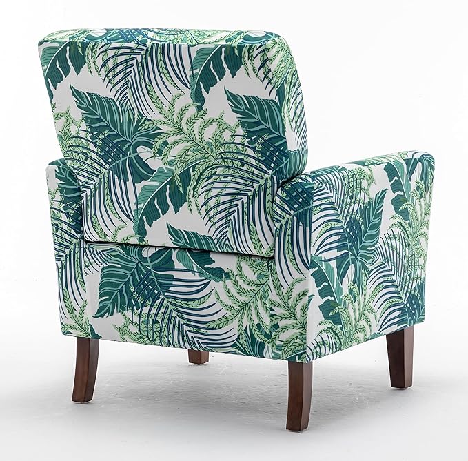 Contemporary Accent Arm Chair with Birch Wood Frame and Velvet Upholstery Armchair for Office and Living Room Decor Removable Cushions 01 Printed Fabric