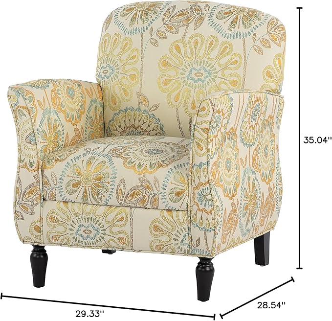 Generic Floral Accent Recliner Living Room Chair Beige Ergonomic Textile 35.04 x 29.33 x 28.54 inches 265 pounds Indoor Use