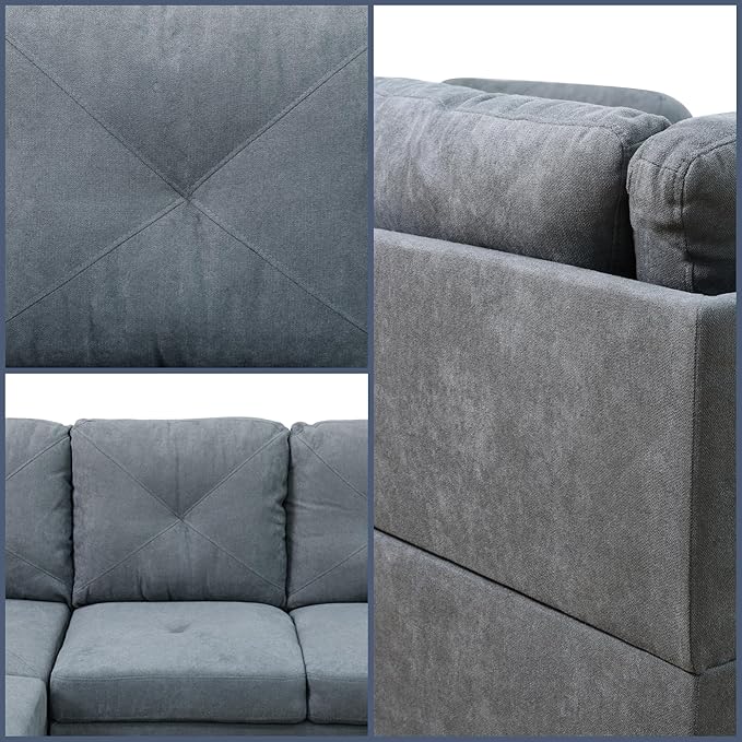 L Shaped Couch Modular Sectional Sofa with Chaise Modern Modular Sofas Furniture Sofa Couches for Living Room/Apartment/Office/Bedroom Dark Grey
