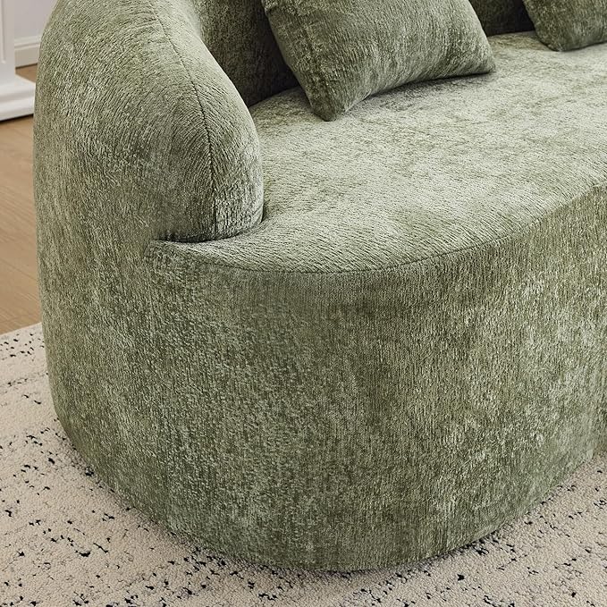 66.93 Curved Loveseat 2 Seater Foam Sofa Soft Chenille Round Couch Cloud Sofa Deep Seat Love Seat with 2 Pillows Modern Boneless Compression No Assembly Comfy Small Couches for Small Spaces (Green)
