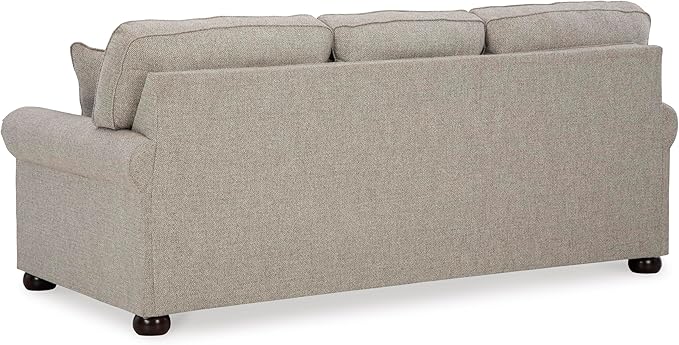 Signature Design by Ashley Gaelon Transitional Sofa with Nailheads and 2 Accent Pillows Beige