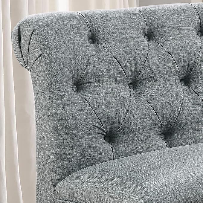 Rosevera Larkin Upholstered Tufted Fine Polyester Chair Loveseat Sofa Bench with Armless Design Easy Assembly for Living Room Bedroom Grey