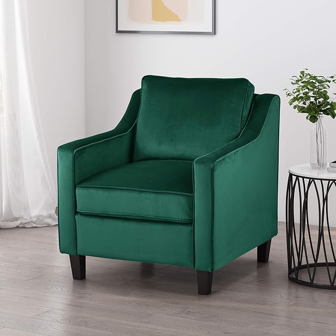 Christopher Knight Home Rachel Contemporary Velvet Club Chair Green Dark Brown