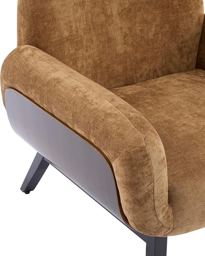 Christopher Knight Home Audrey Modern Upholstered Accent Chair Low Profile Lounge Chair Inddor Wooden Comfy Reading Chair Soft Seating Single Lounge Sofa Tan Brown