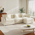 Cloud Sectional Couch 111.5 L Shaped Deep Seat Chenille Sectional Sofa for Living RoomComfortable Double Layer Sofa CushionWhite