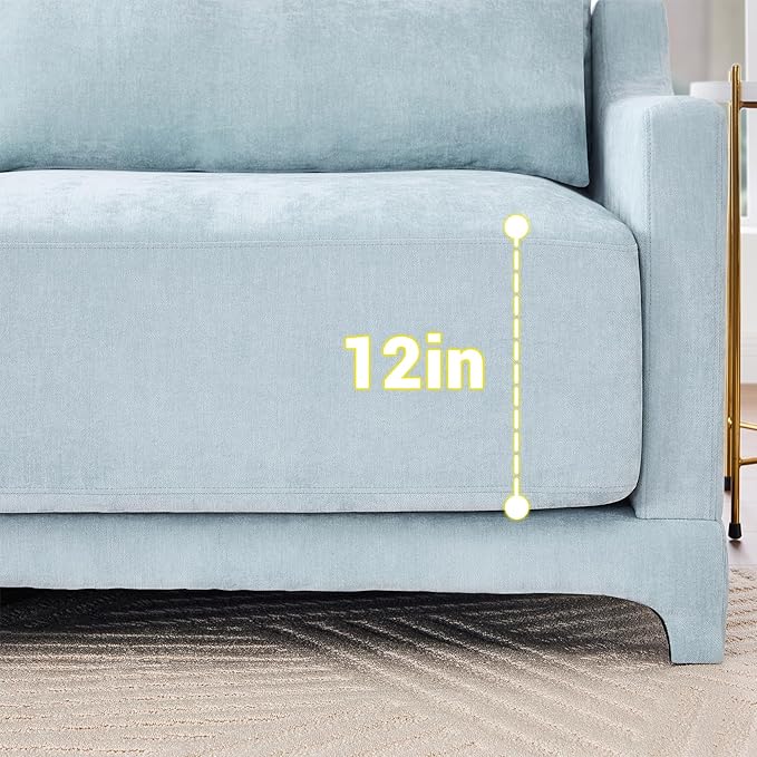 Livavege 105.9 Modular Sectional Sofa Couches for Living Room Modern Comfy 3 Seater Couch with Thick Cushions &amp Solid Wood Frame Upholstered Chenille Deep Seat Sofas for Bedroom Apartment Blu