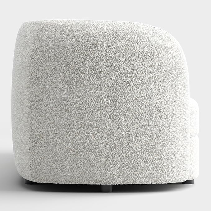 Furniture of America Nimiane Modern Boucle Sofa with Curved Arms and Wooden Legs Comfy Fabric Upholstered 3 Seater Couch for Living Room Bedroom Home Office Off-White