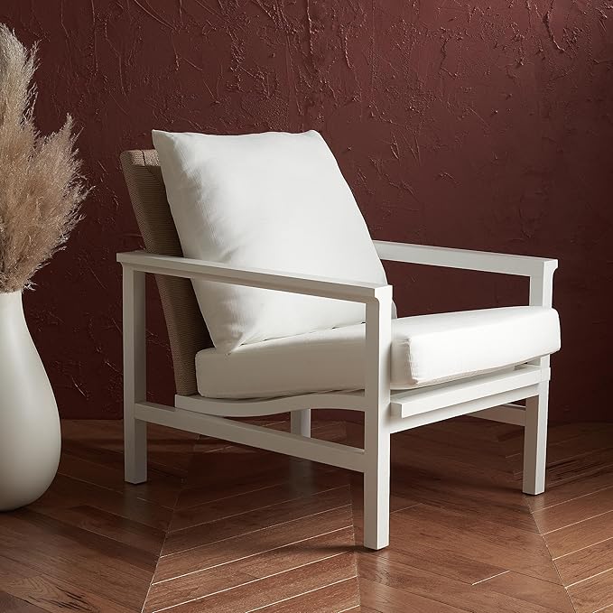 SAFAVIEH Couture Collection Emmalee White/Natural Cord Back Accent Chair