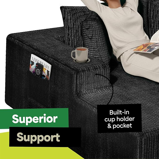 EconoHome Boneless Cloud Sectional Sofa - Plush Deep Seat L-Shaped Couch for Relaxing &amp Entertaining Durable Construction &amp Easy Assembly Perfect Addition to Any Living Room