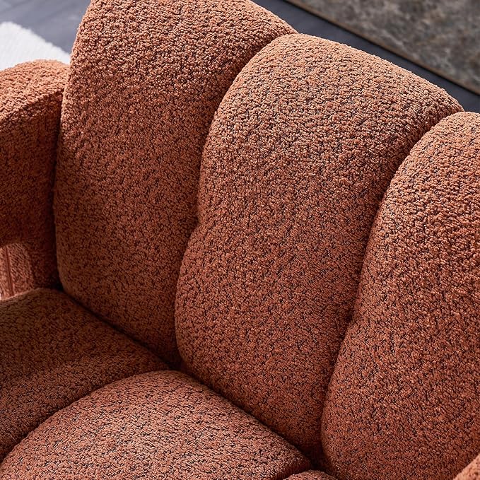 KEIKI 31 Boucle Accent Chair with High Density Foam Cushion Upholstered Modern Style Oversized Single Sofa Chair Easy Assembly for Living Room and Bedroom Apartment Office Orange