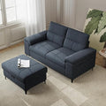 71.25 L Shaped Sectional Couches for Living Room Deep Seat Sofa with Big Storage Ottoman &amp 8”Cushion Comfy 2-Seater Chenille Loveseat Convertible Armrest Removable Cover for Small Space(Blue)