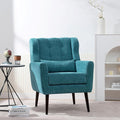 Modern Accent Chair Chenille Upholstered Arm Chair with Pillow Comfy Soft Padded Chair Fabric Single Sofa Chair Reading Accent Chair for Living Room Bedroom Teal